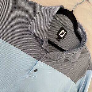 FootJoy Men's Golf Polo Shirt Performance Size Large Grey/Blue Short Sleeve